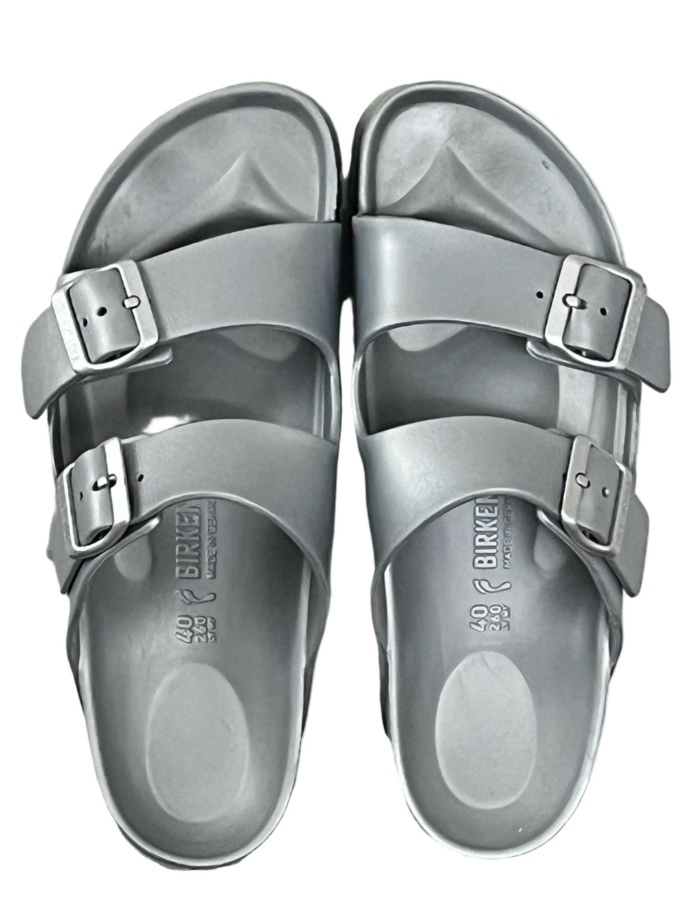 Birkenstock Arizona EVA Metallic Silver Sandals Waterproof EU 40